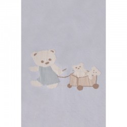 Дишащо памучно бебешко одеяло с нежна апликация на мечета MY FIRST PLAYMATE – 90х90 см Blue