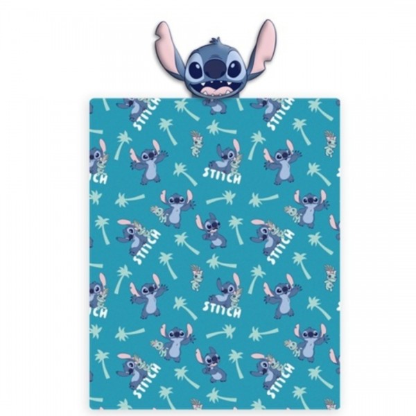 Одеяло Stitch в синьо с плюшена възглавница