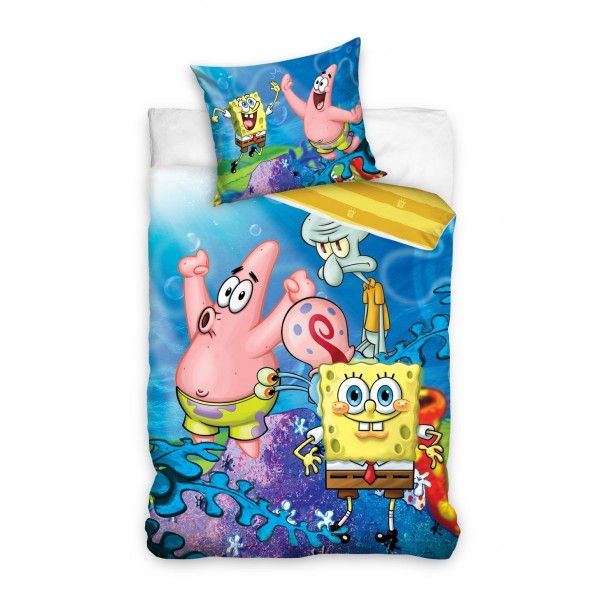 3D Спално бельо от ранфорс Sponge bob