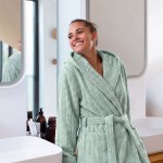 Памучен релефен халат Varadero в зелен цвят L/XL