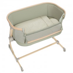 Бебешка кошара за съвместен сън с матрак и комплект спално бельо Baby Side III, 4 части – 50х83 см Sage