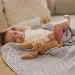 Бебешко плетено памучно одеяло 75/100 сив цвят