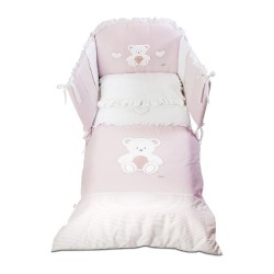 Бебешко спално бельо с обиколник Peluche 70/130 бяло и розово