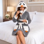 Домашен пухкав халат с пате от плюш L/XL