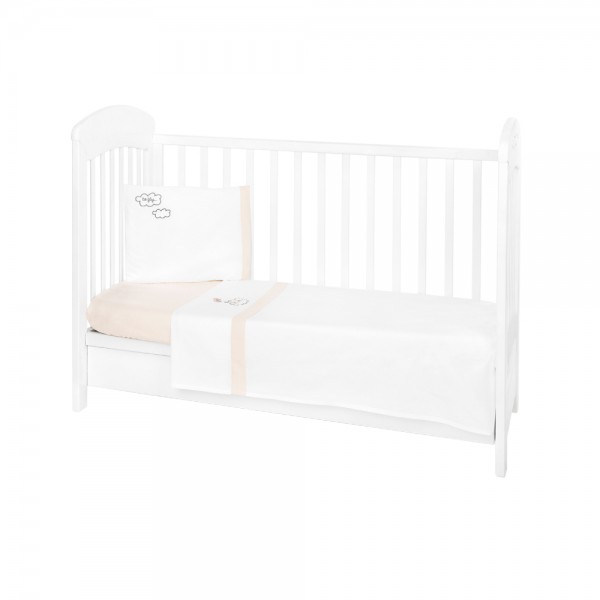 Бебешко спално бельо от памук ранфорс EU Style с бродерия, 3 части – 70x140 см, Beige