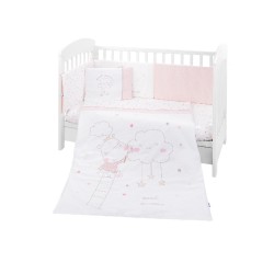 Бебешко спално бельо от памук ранфорс Hippo Dreams с обиколник, 6 части – 70x140 см, Pink