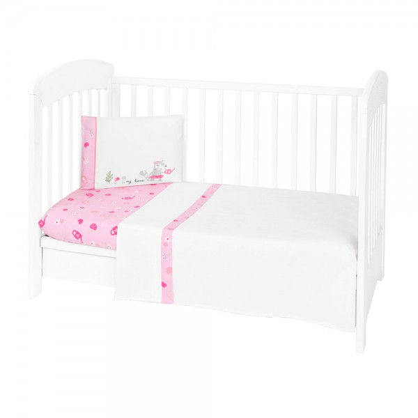 Бебешко спално бельо от памук ранфорс My Home, 3 части – 70x140 см, Pink