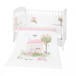 Бебешко спално бельо от памук ранфорс My Home с обиколник, 3 части – 60x120 см, Pink