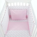 Бебешко спално бельо от памучно трико с олекотена завивка Pink Flowers, 5 части – 60х120 см