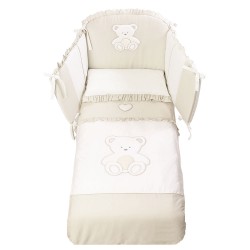 Луксозен бебешки спален комплект Peluche Dove Grey Pony с тристранен обиколник, 4 части