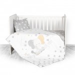 Бебешко спално бельо от ранфорс с плик, калъфка и долен чаршаф Cosy, 3 части – 100х150 см Слонче и звезди