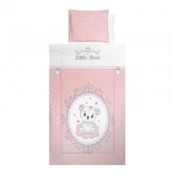 Бебешко спално бельо от памук хасе, 4 части – 100x150 см, Pink Bear