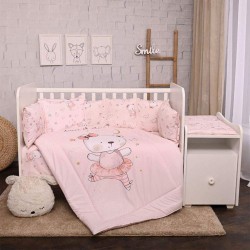 Бебешко спално бельо от памук Trend с обиколник, 5 части – 100x135 см, Pink