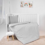 Бебешко спално бельо от ранфорс с плик и чаршаф Cosy, 3 части – 60х120 см, Grey Sky