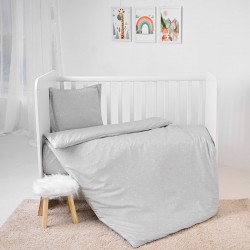 Бебешко спално бельо от ранфорс с плик и чаршаф Cosy, 3 части – 60х120 см, Grey Sky