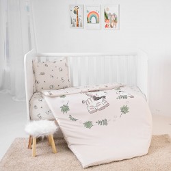Бебешко спално бельо от ранфорс с плик и чаршаф Cosy, 3 части – 60х120 см, Jungle Beige