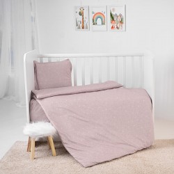 Бебешко спално бельо от ранфорс с плик и чаршаф Cosy, 3 части – 60х120 см, Pink Sky