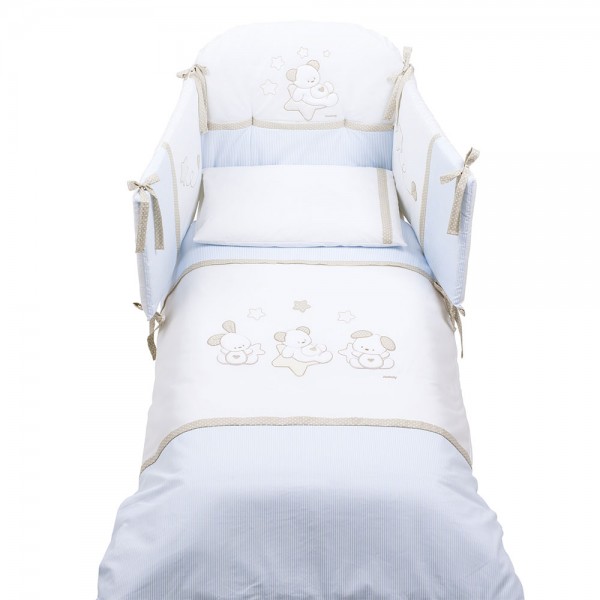Бебешки спален комплект SWEET STAR Maxi 5 ч. 100х130 см. Blue с обиколник и бродерия