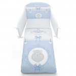 Луксозно бебешко спално бельо с тристранен обиколник от памук, 4 части – Light Blue