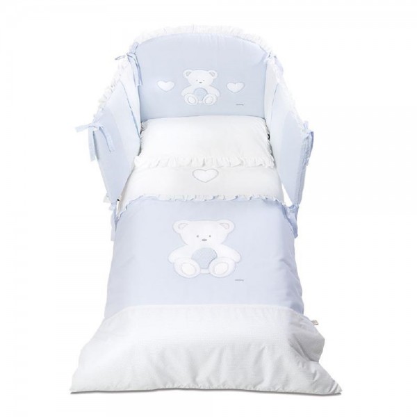 Спален комплект Peluche Blue за бебешко легло 70x130 см 4 части