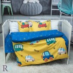 Бебешки спален комплект Yellow cars памучен сатен