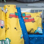 Бебешки спален комплект Yellow cars памучен сатен